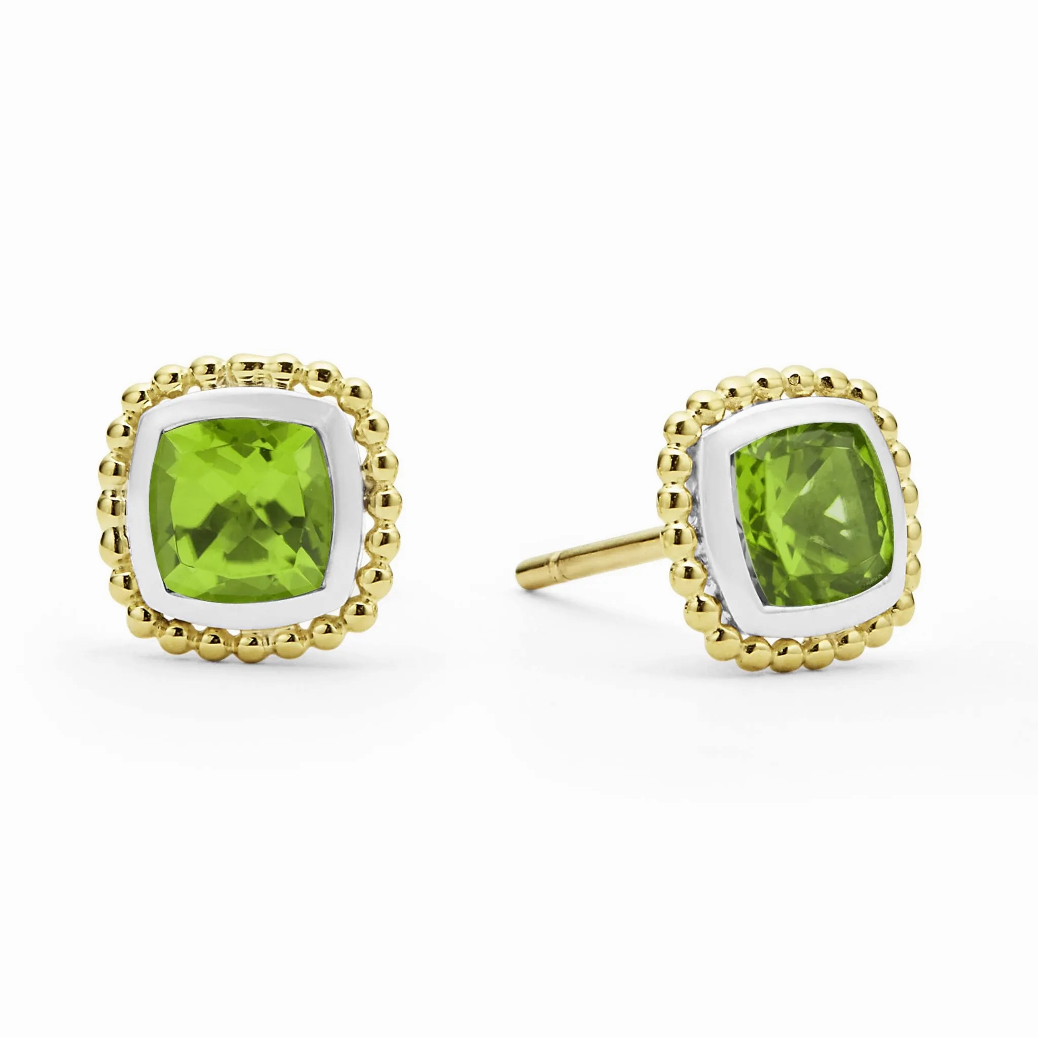 Two-Tone Peridot Stud Earrings