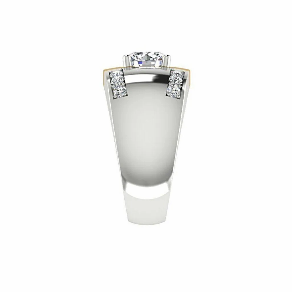 Two Tone Wide Diamond Ring 14K Yellow and White Gold