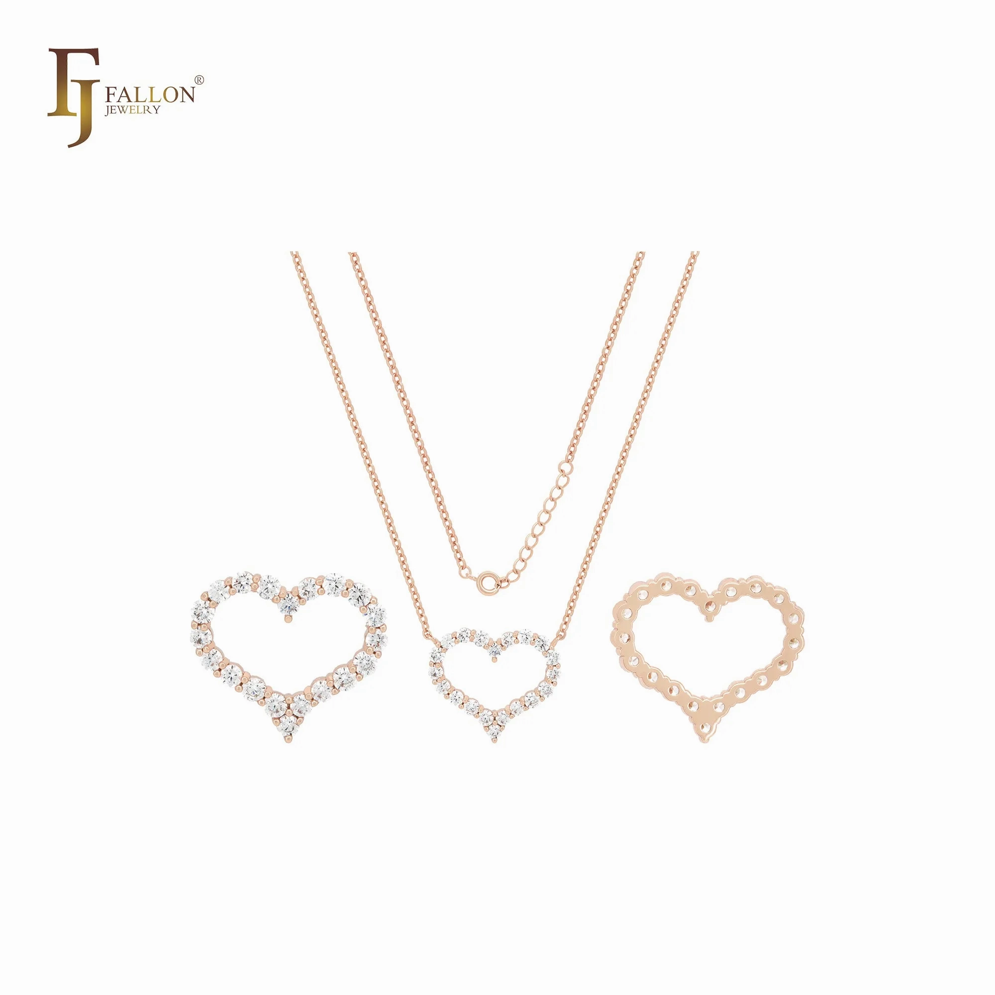Ultra Copper Hearty cluster white CZs Rose Gold Necklace