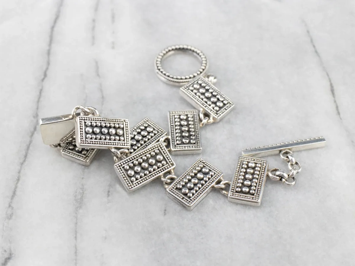 Unisex Sterling Silver Toggle Link Bracelet