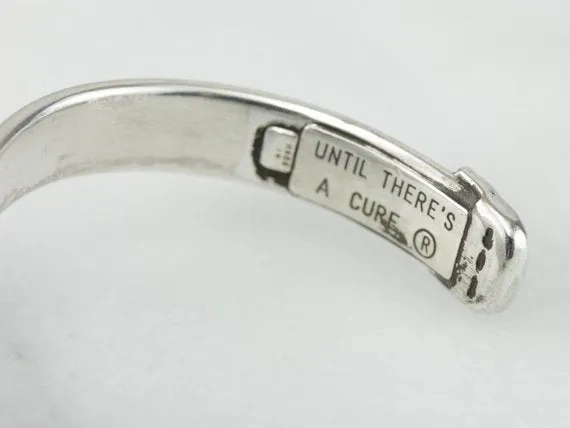 Until There's A Cure, Amethyst Breast Cancer Cuff Bracelet