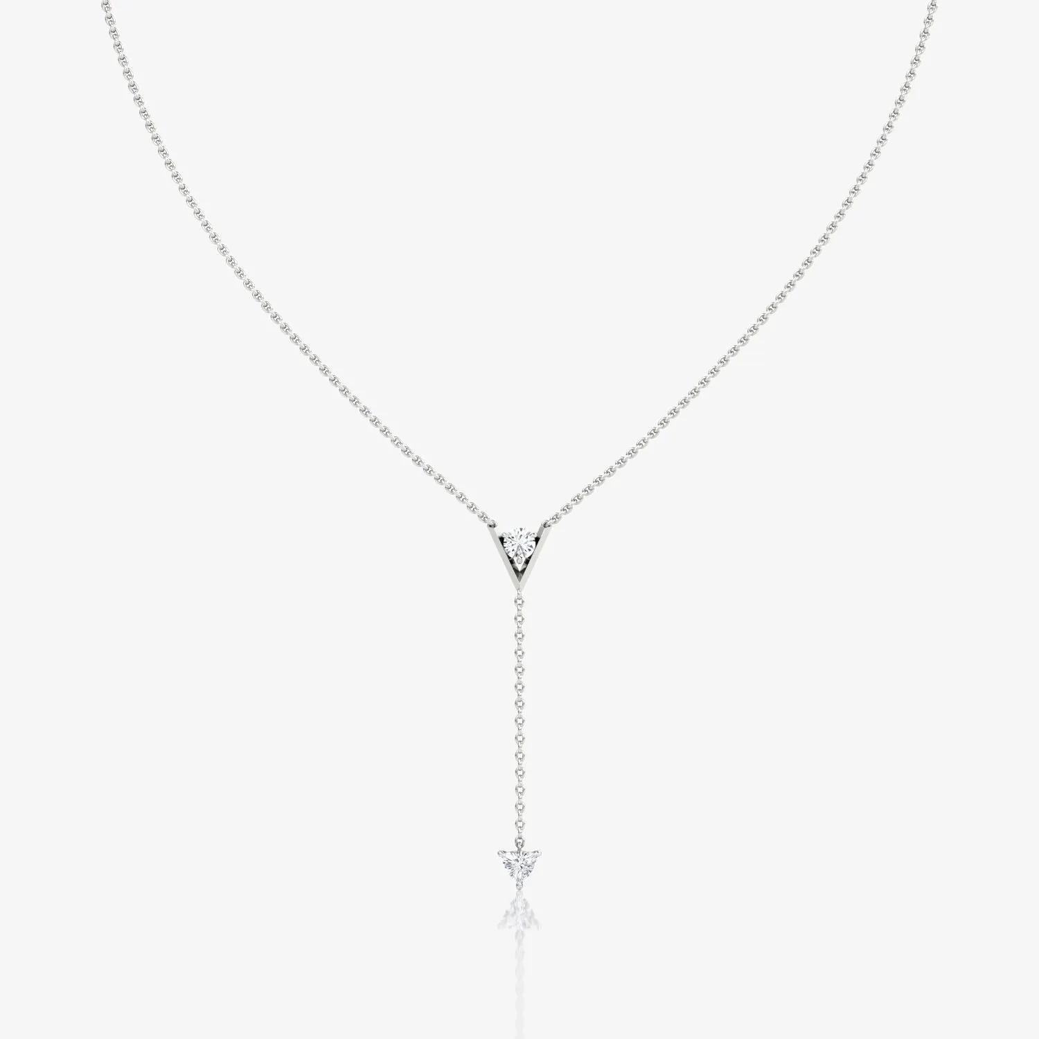 V Duo Lariat 14K White Gold Necklace w. 0.50ct  Lab-Grown Diamonds