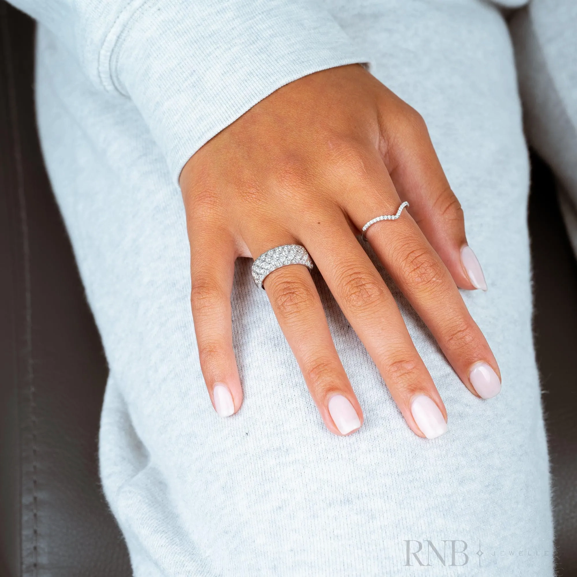 V Shape Semi Eternity Diamond Ring
