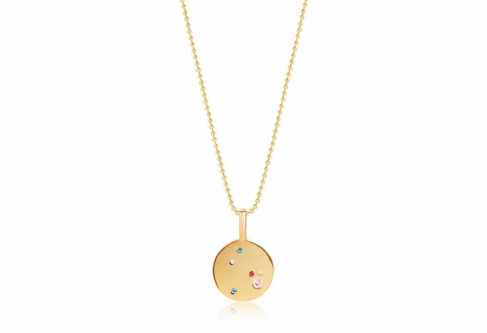 Valiano Gold Plated Necklace w. Blue, White, Red, Pink &amp; Yellow Zirconias