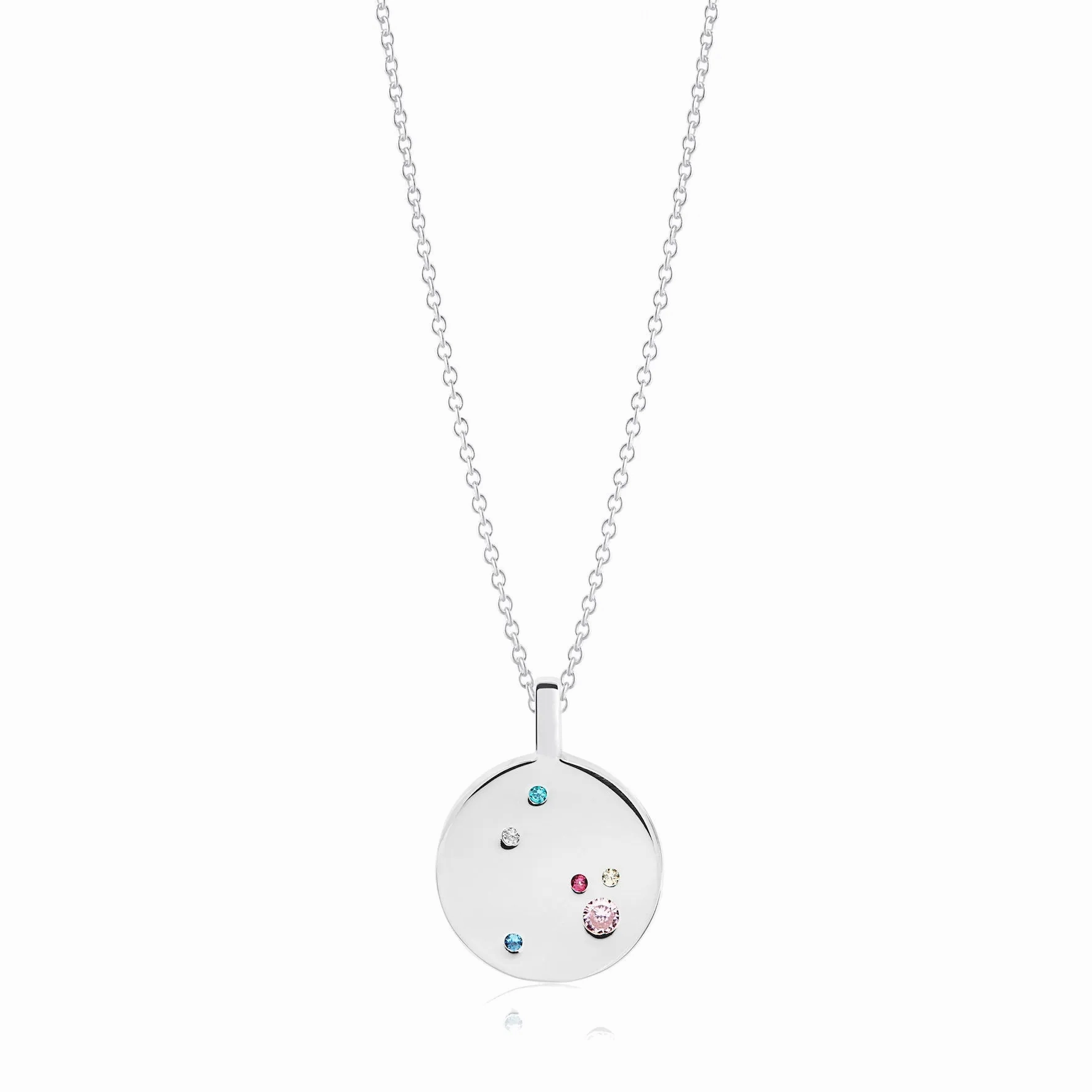 Valiano Silver Necklace w. Blue, White, Yellow, Purple &amp; Pink Zirconias