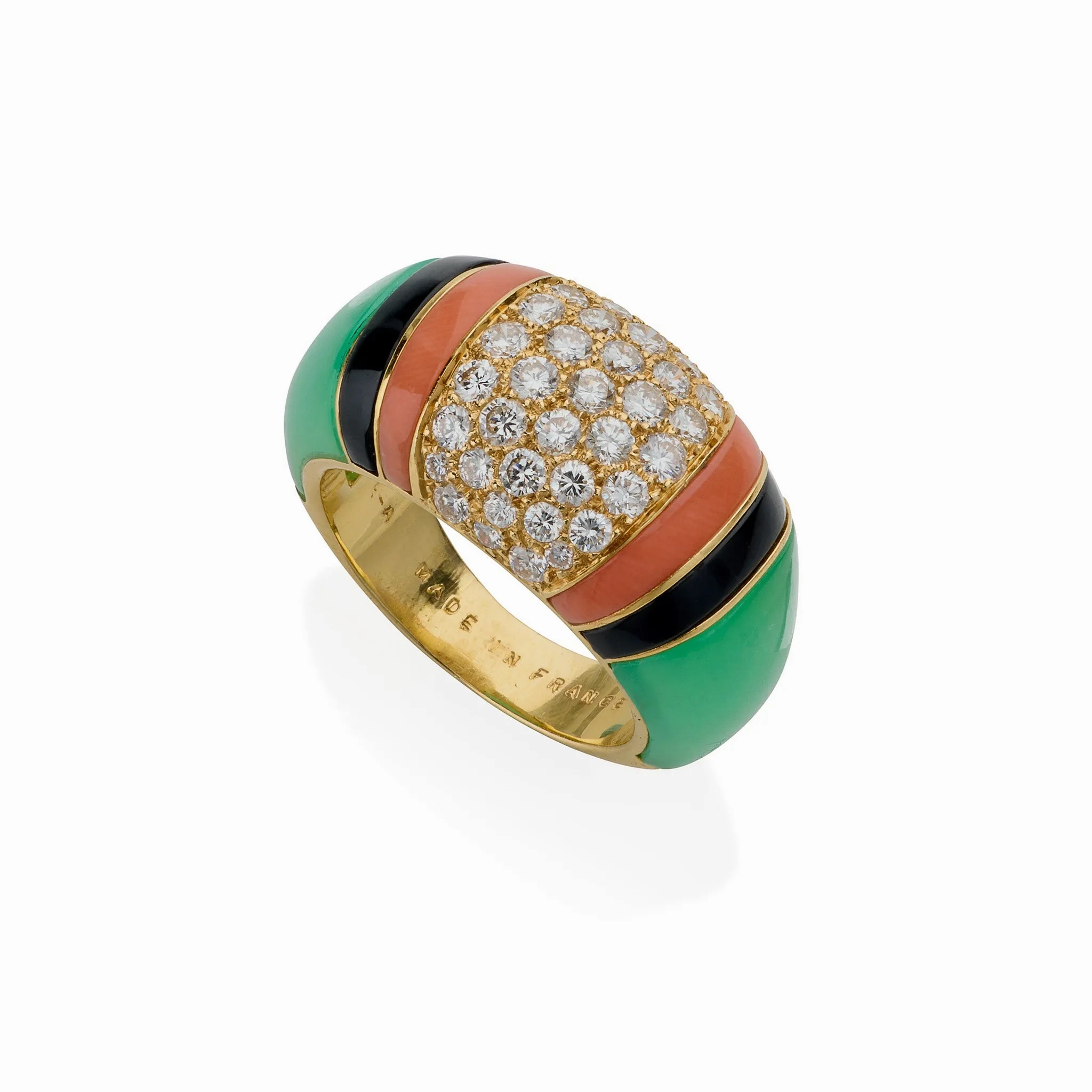 Van Cleef &amp; Arpels Diamond, Chrysoprase and Coral Bomb?? Ring