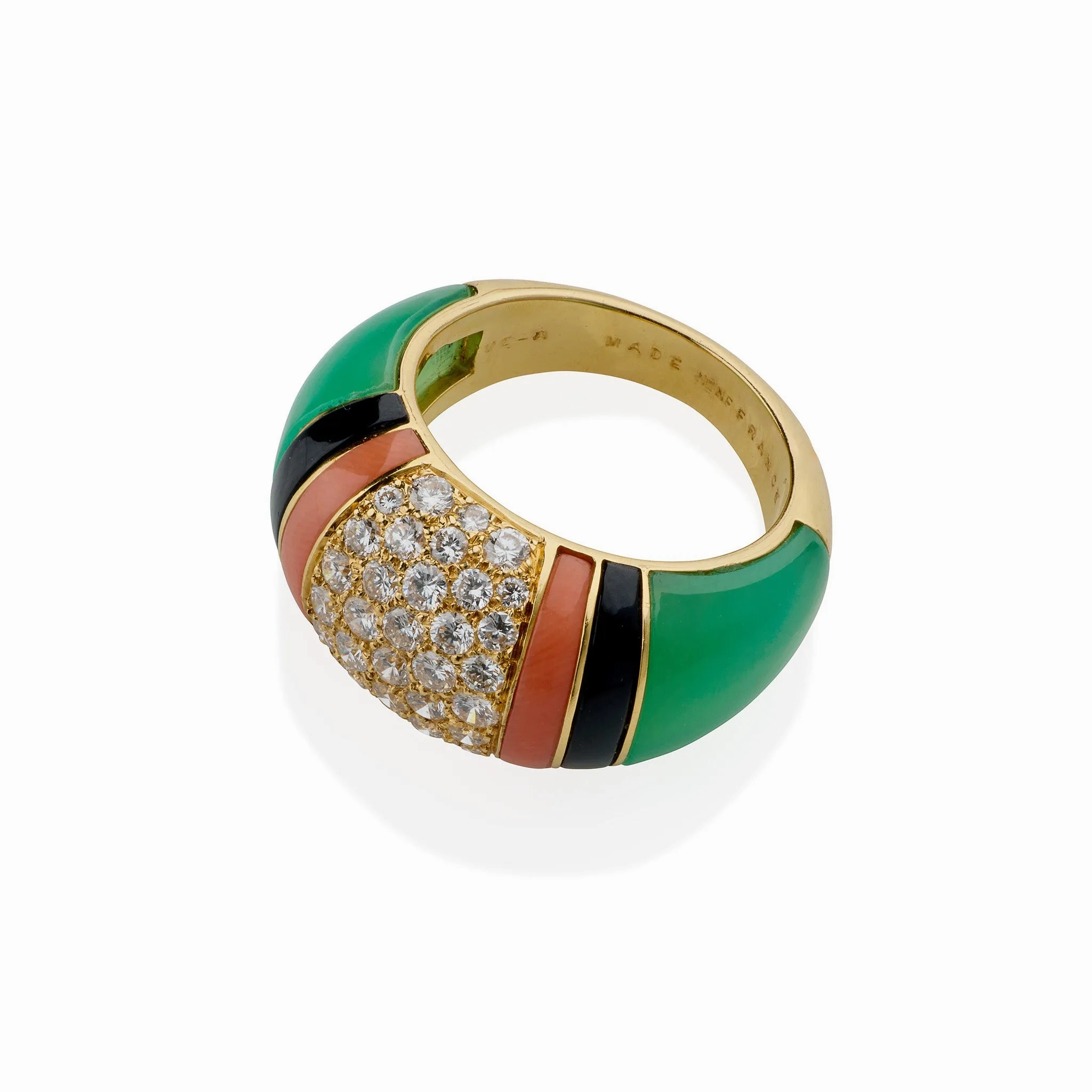 Van Cleef &amp; Arpels Diamond, Chrysoprase and Coral Bomb?? Ring