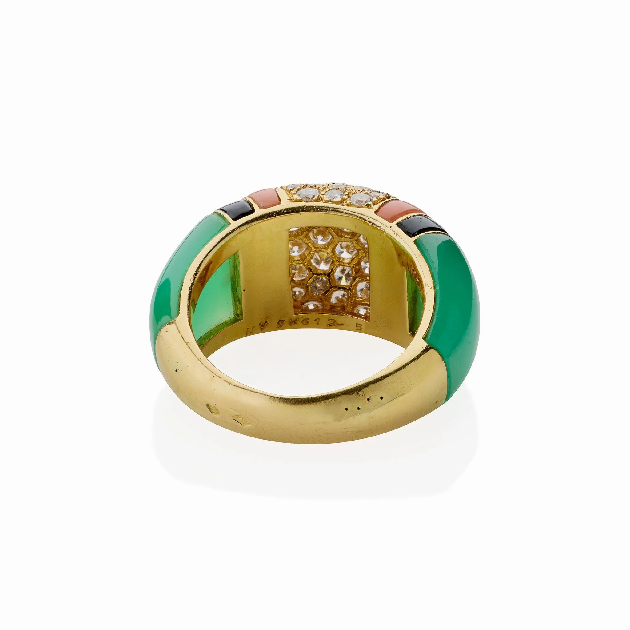 Van Cleef &amp; Arpels Diamond, Chrysoprase and Coral Bomb?? Ring