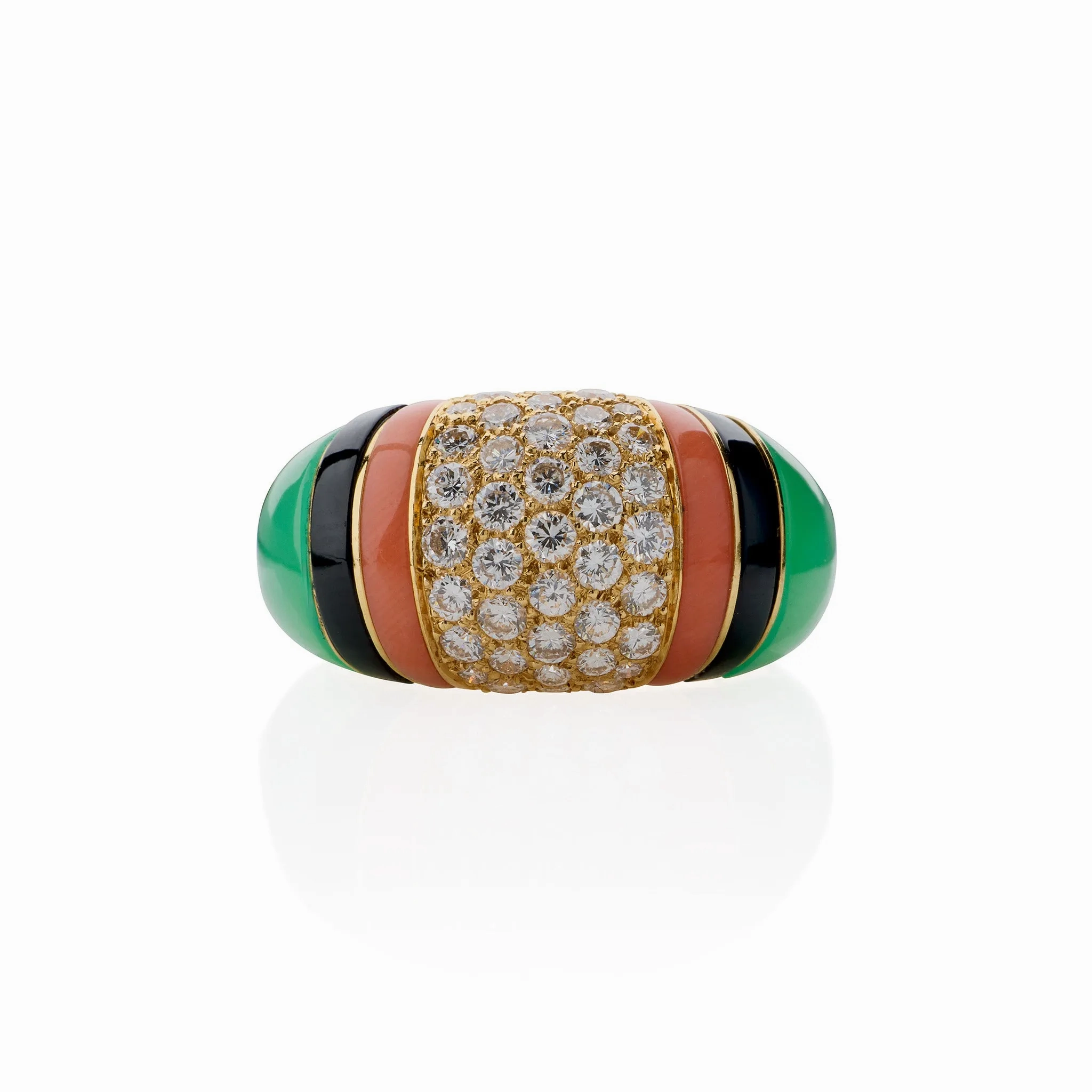 Van Cleef &amp; Arpels Diamond, Chrysoprase and Coral Bomb?? Ring