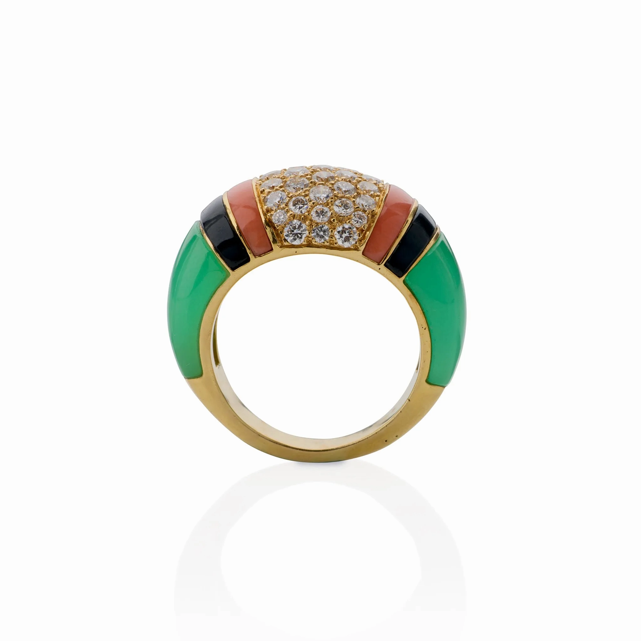 Van Cleef &amp; Arpels Diamond, Chrysoprase and Coral Bomb?? Ring