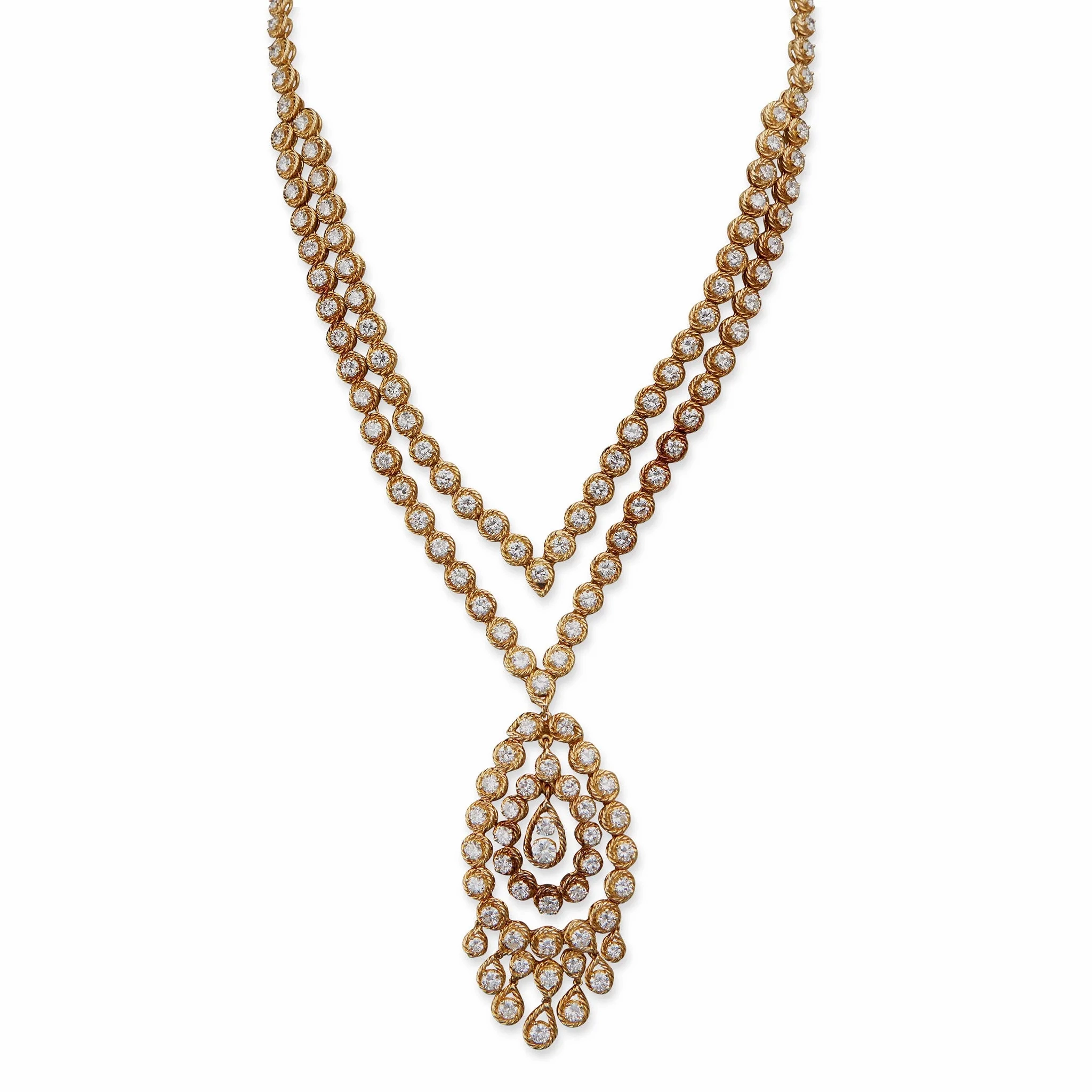 Van Cleef &amp; Arpels Indian-inspired Convertible Diamond Necklace and Pendant Earrings