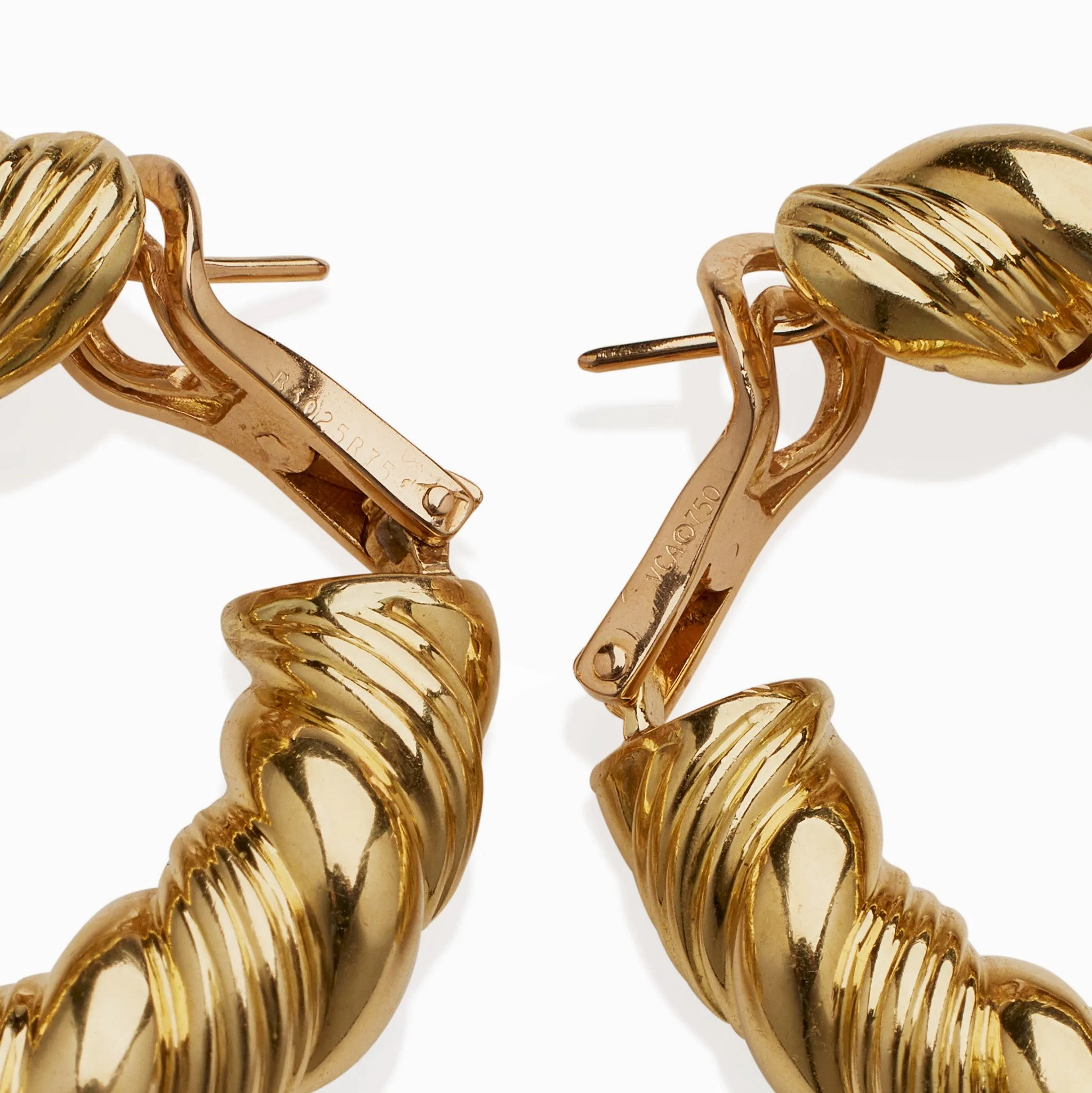 Van Cleef &amp; Arpels Paris 18K Gold Twisted Hoop Earrings