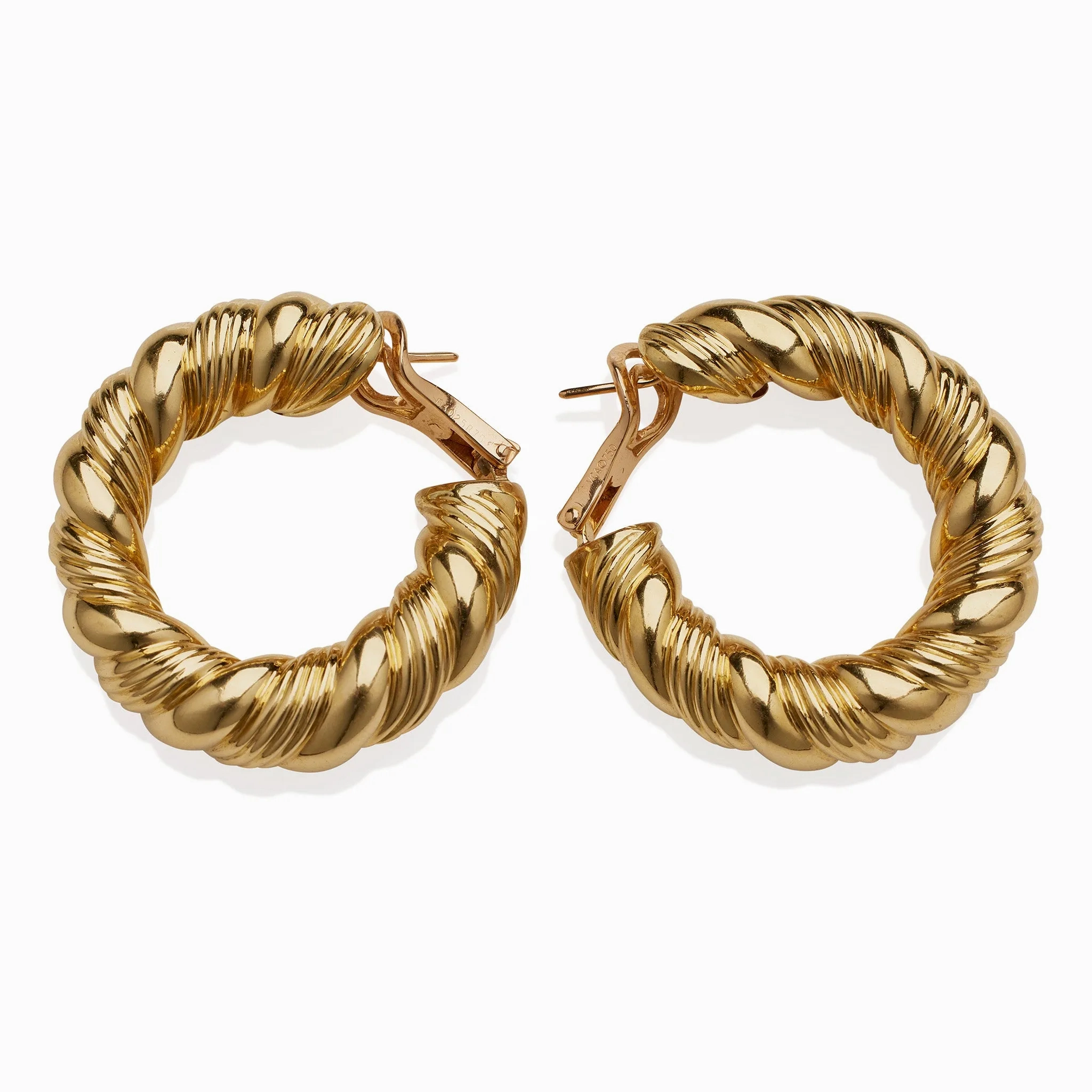 Van Cleef &amp; Arpels Paris 18K Gold Twisted Hoop Earrings