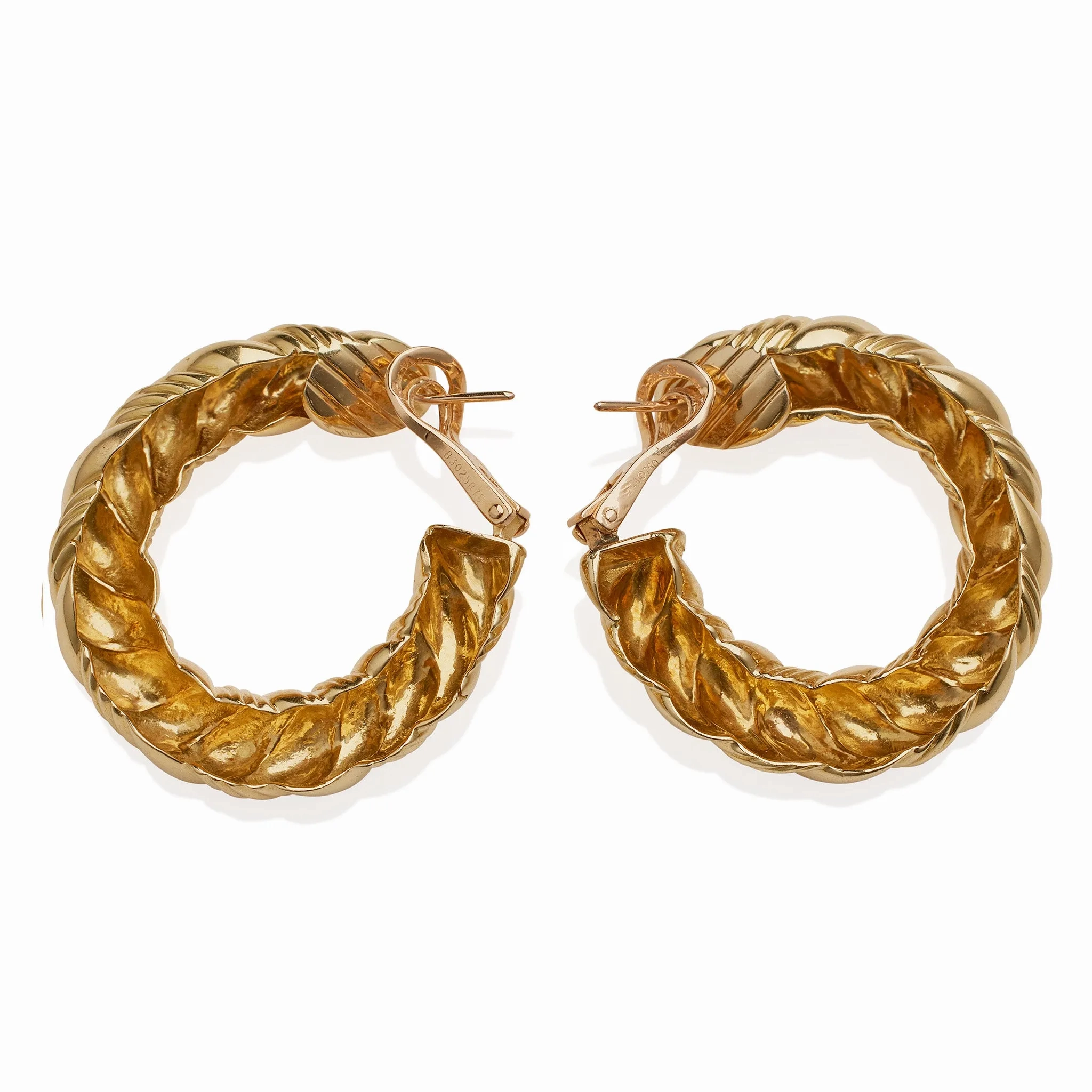 Van Cleef &amp; Arpels Paris 18K Gold Twisted Hoop Earrings