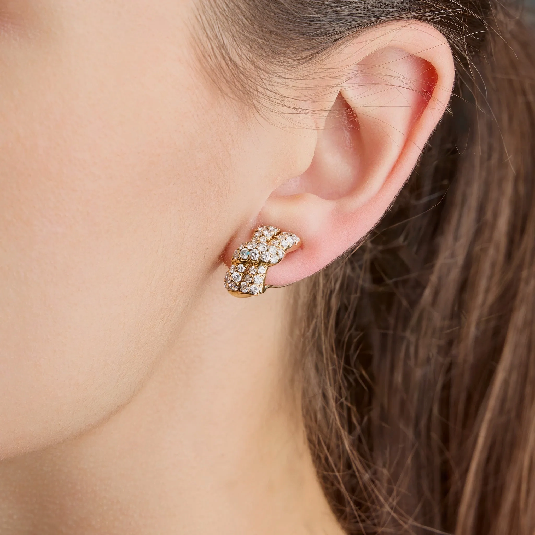 Van Cleef &amp; Arpels Paris Diamond Clip Earrings