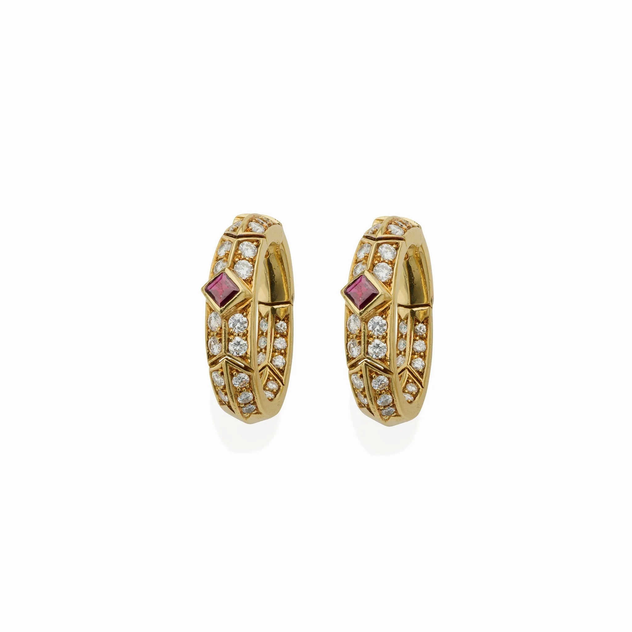 Van Cleef &amp; Arpels Ruby and Diamond Hoop Earrings