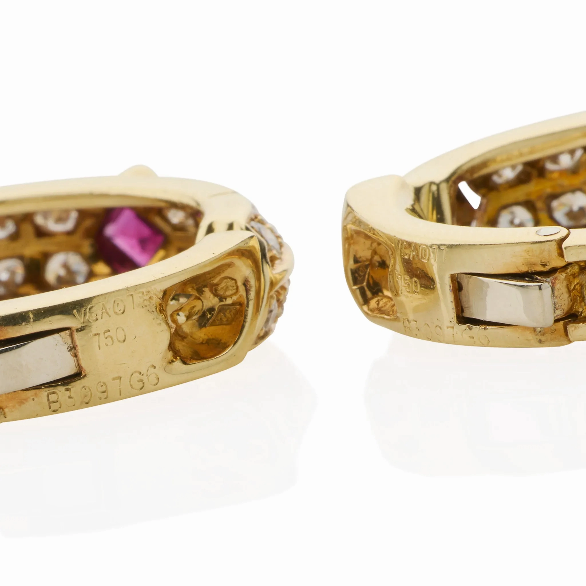 Van Cleef &amp; Arpels Ruby and Diamond Hoop Earrings