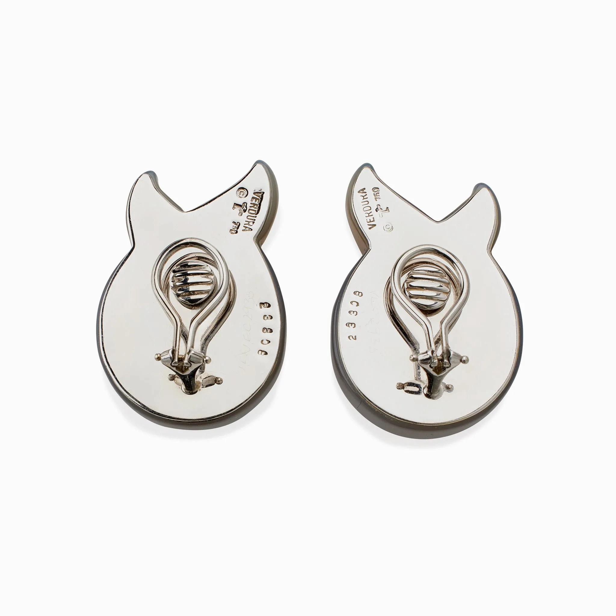 Verdura Moonstone and Carved Chalcedony &quot;Twisted Ribbon&quot; Clip Earrings