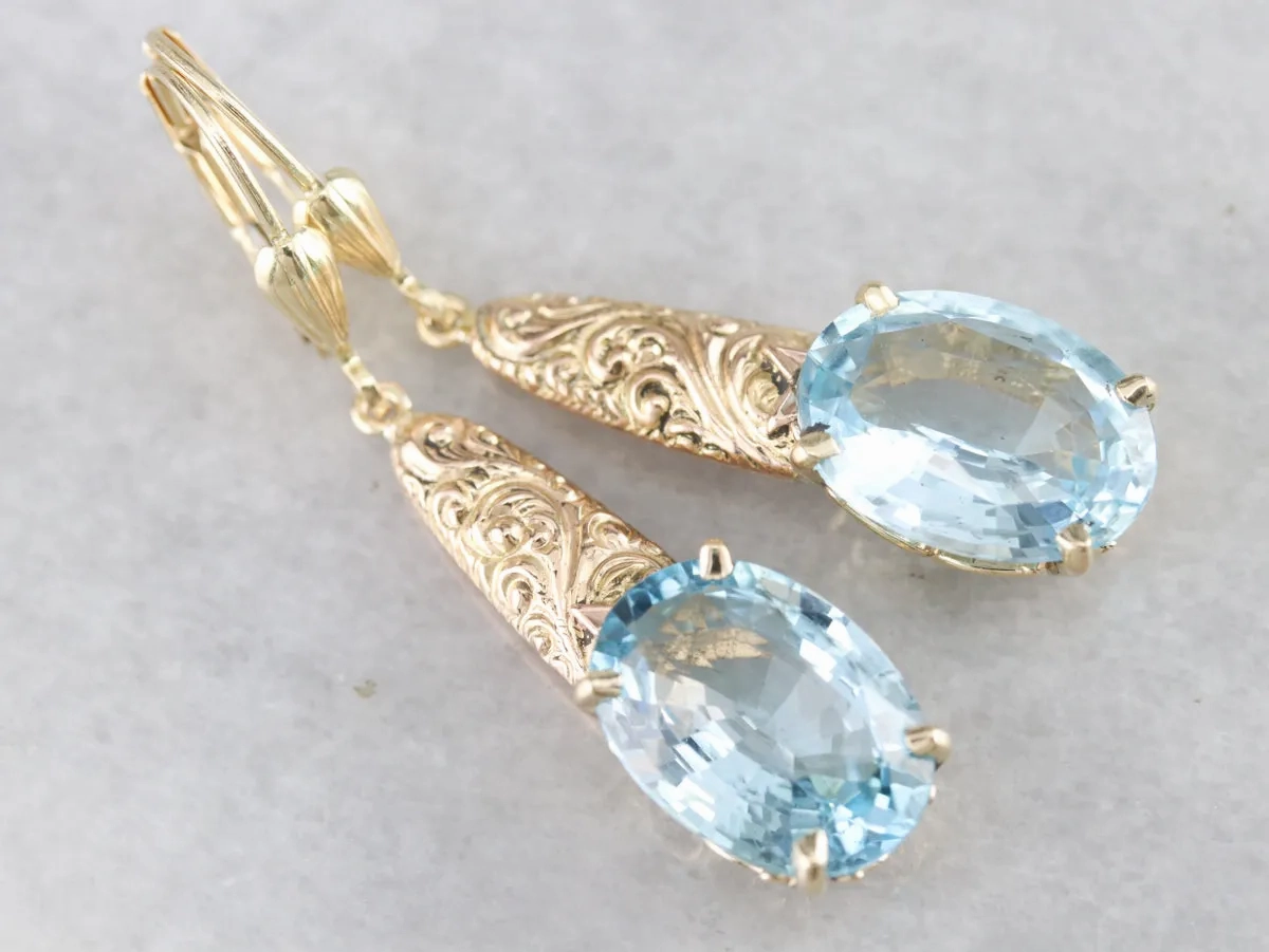 Victorian Blue Topaz Drop Earrings