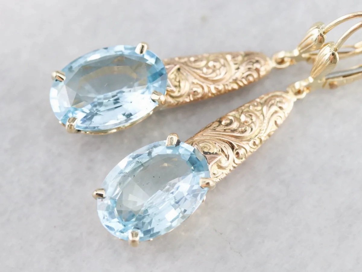 Victorian Blue Topaz Drop Earrings