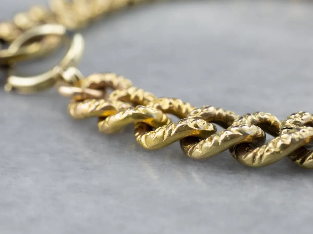 Victorian Chased Heart Lock Gold Chain Bracelet
