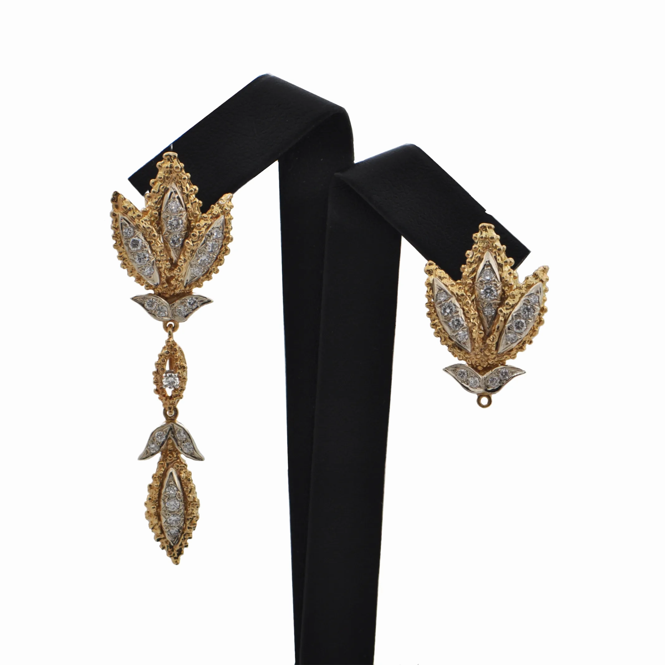 Vintage 'Birks' Diamond 2-Toned 18K Gold Earring with Removable Enhancer