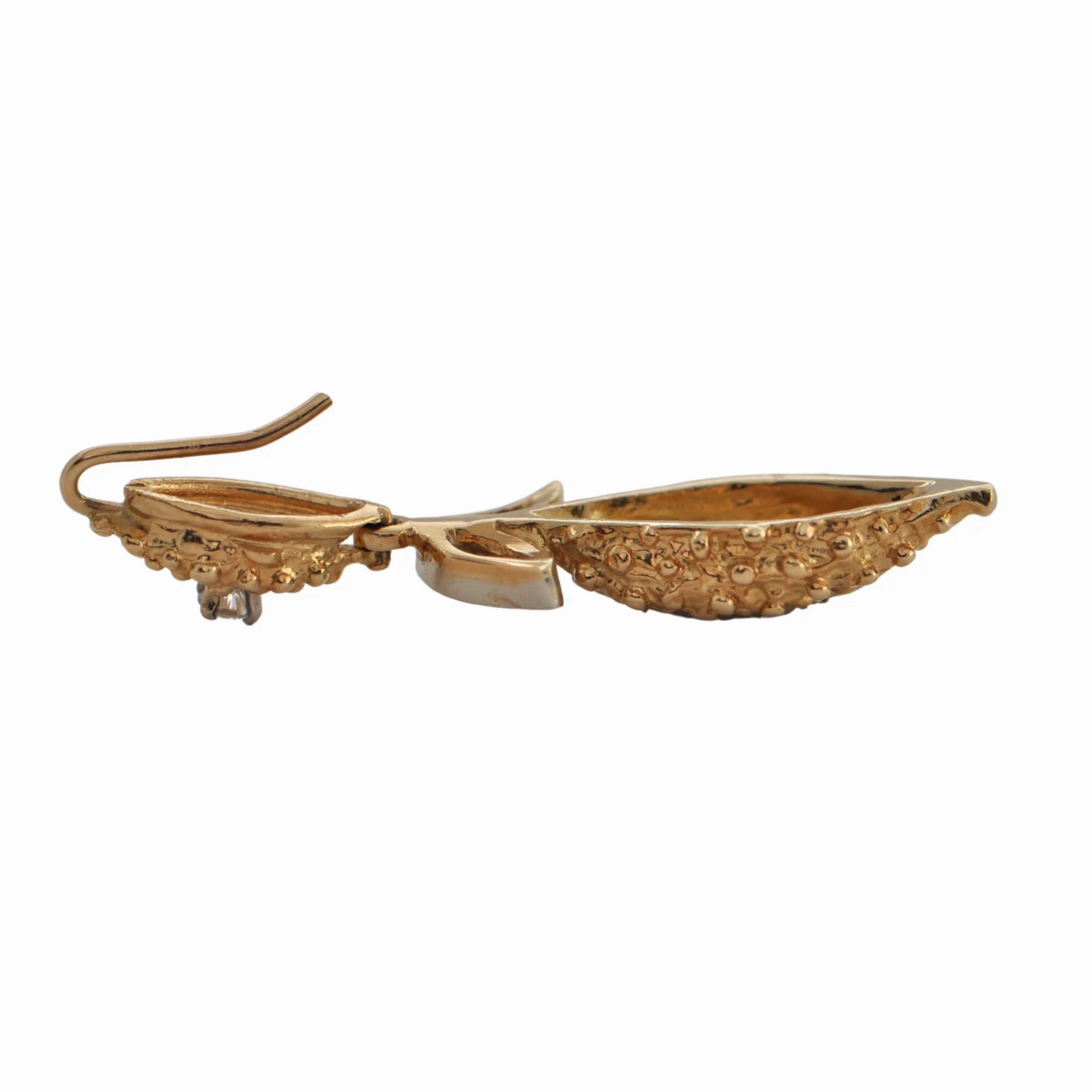 Vintage 'Birks' Diamond 2-Toned 18K Gold Earring with Removable Enhancer