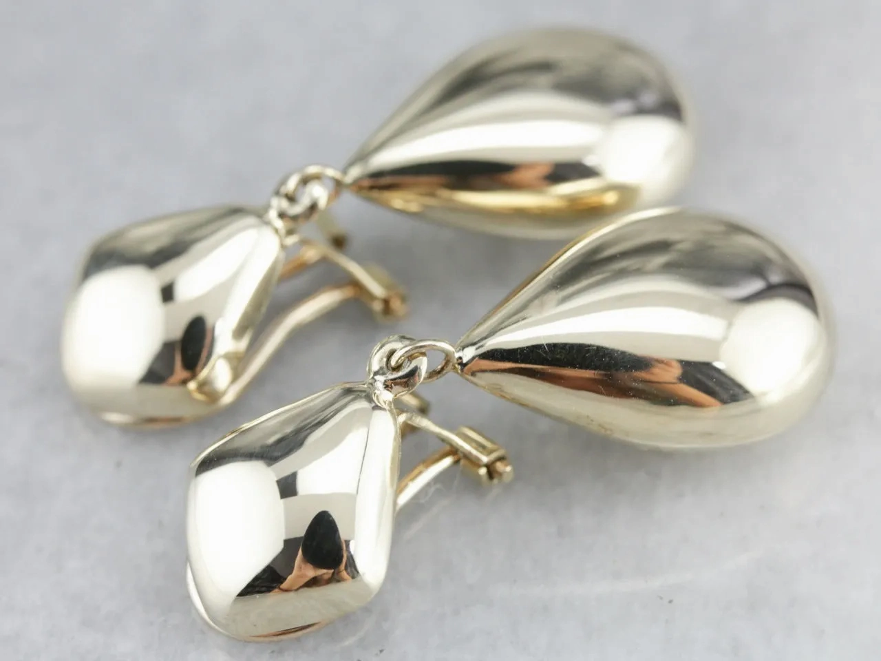 Vintage Clip-on Yellow Gold Drop Earrings