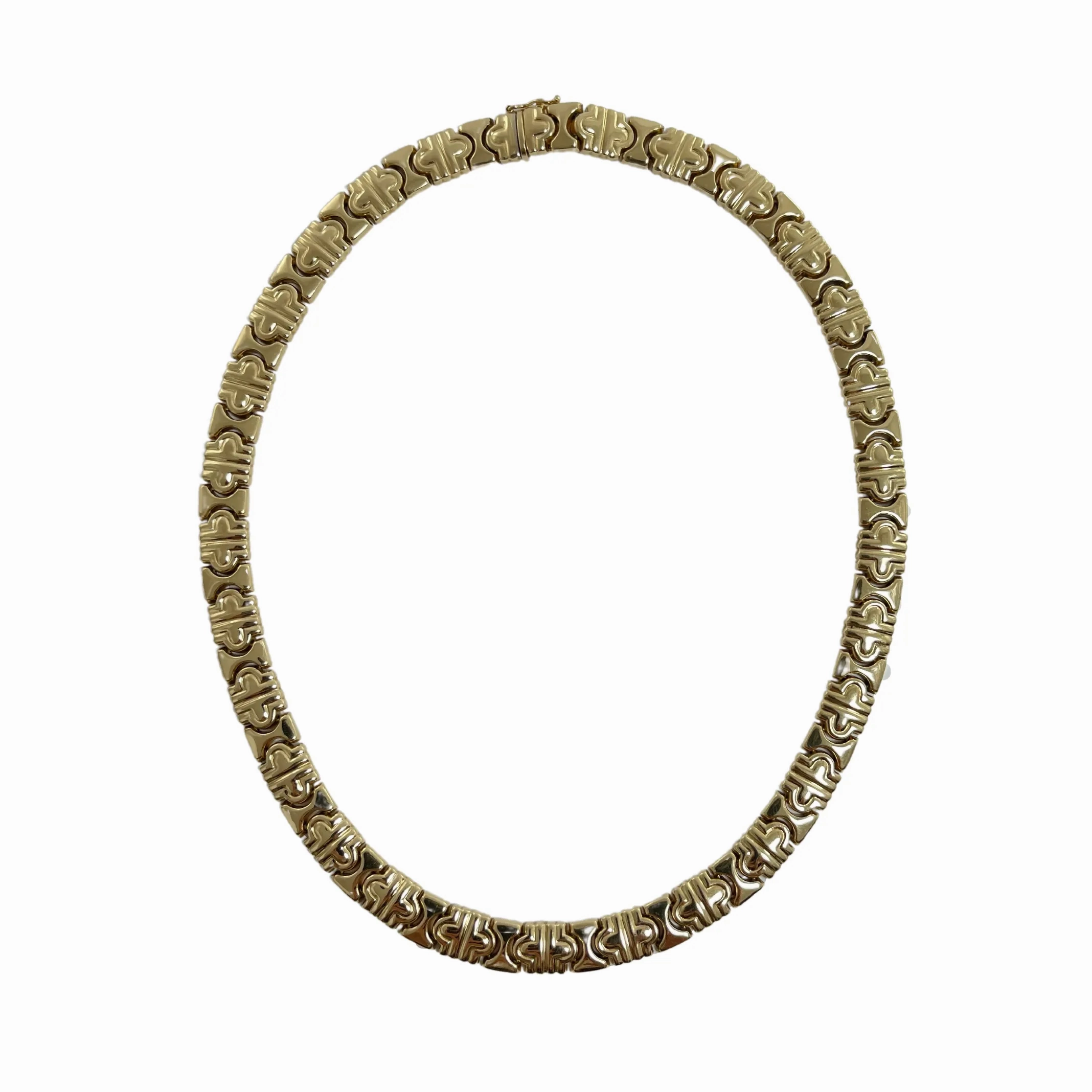 Vintage Italian 14K Yellow Gold Fancy Link Choker Necklace