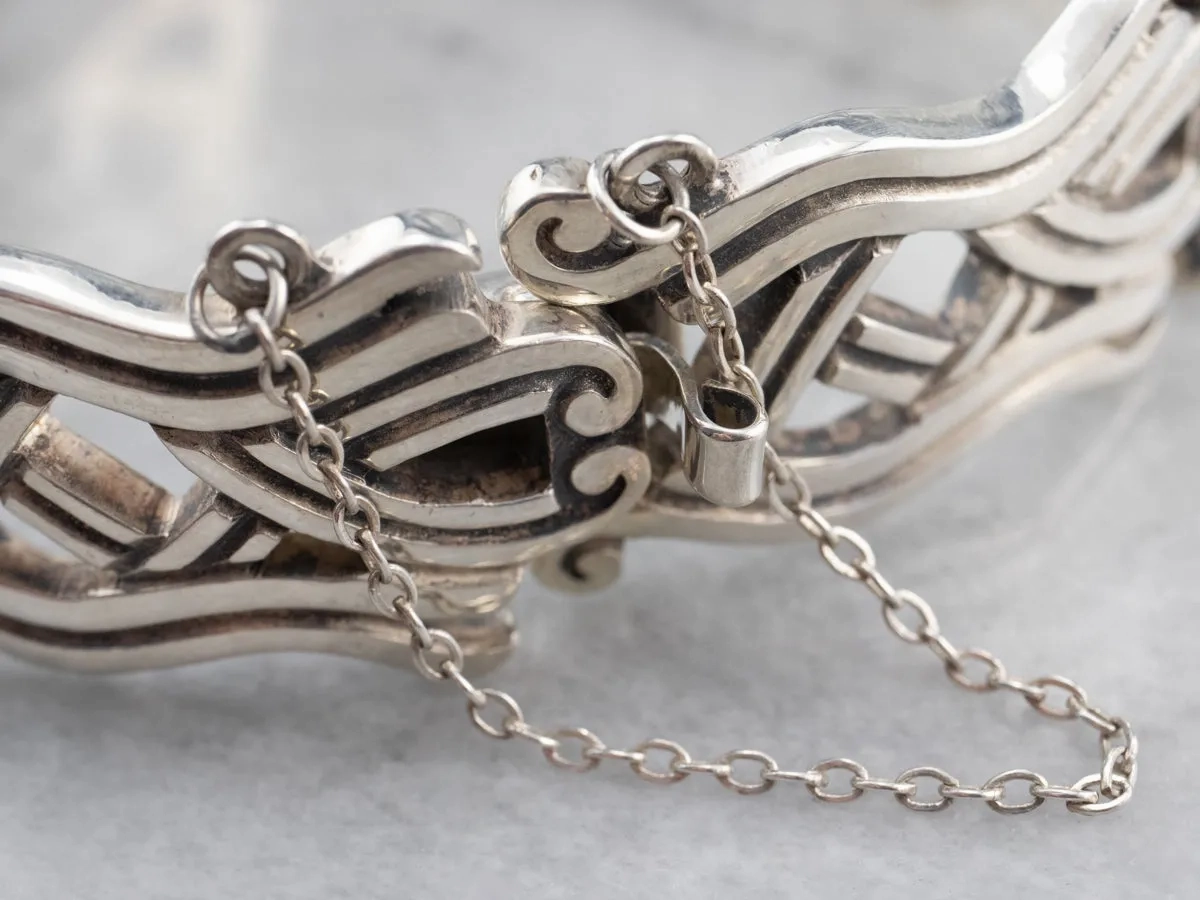 Vintage Taxco Sterling Silver Patterned Link Bracelet