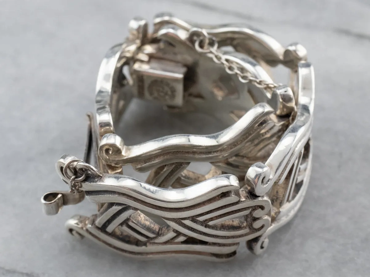Vintage Taxco Sterling Silver Patterned Link Bracelet
