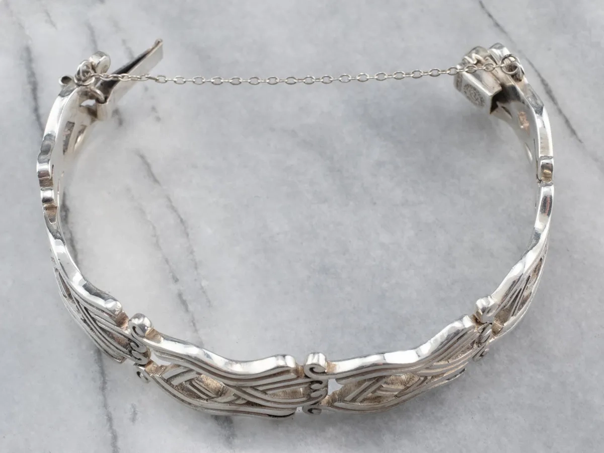 Vintage Taxco Sterling Silver Patterned Link Bracelet