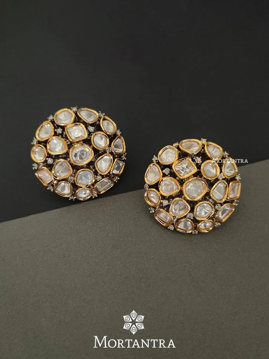 White Color Gold Plated Faux Diamond Earrings - CZEAR325