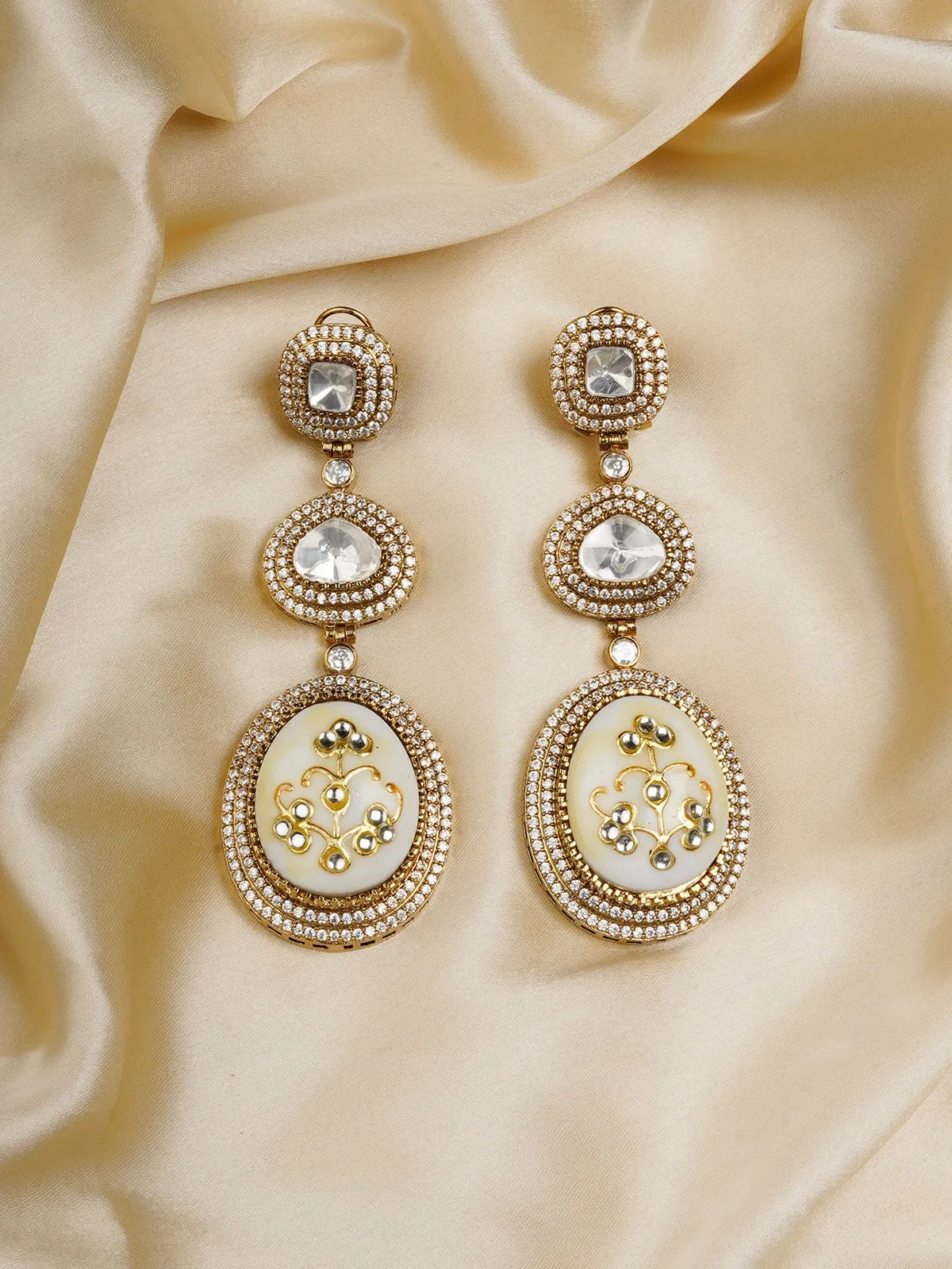 White Color Gold Plated Moissanite Earrings - MO-EAR20B