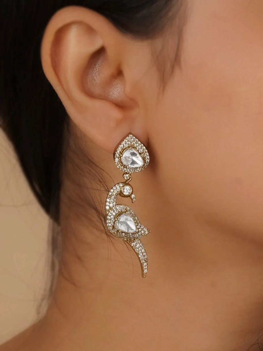 White Color Gold Plated Moissanite Earrings - MO-EAR32