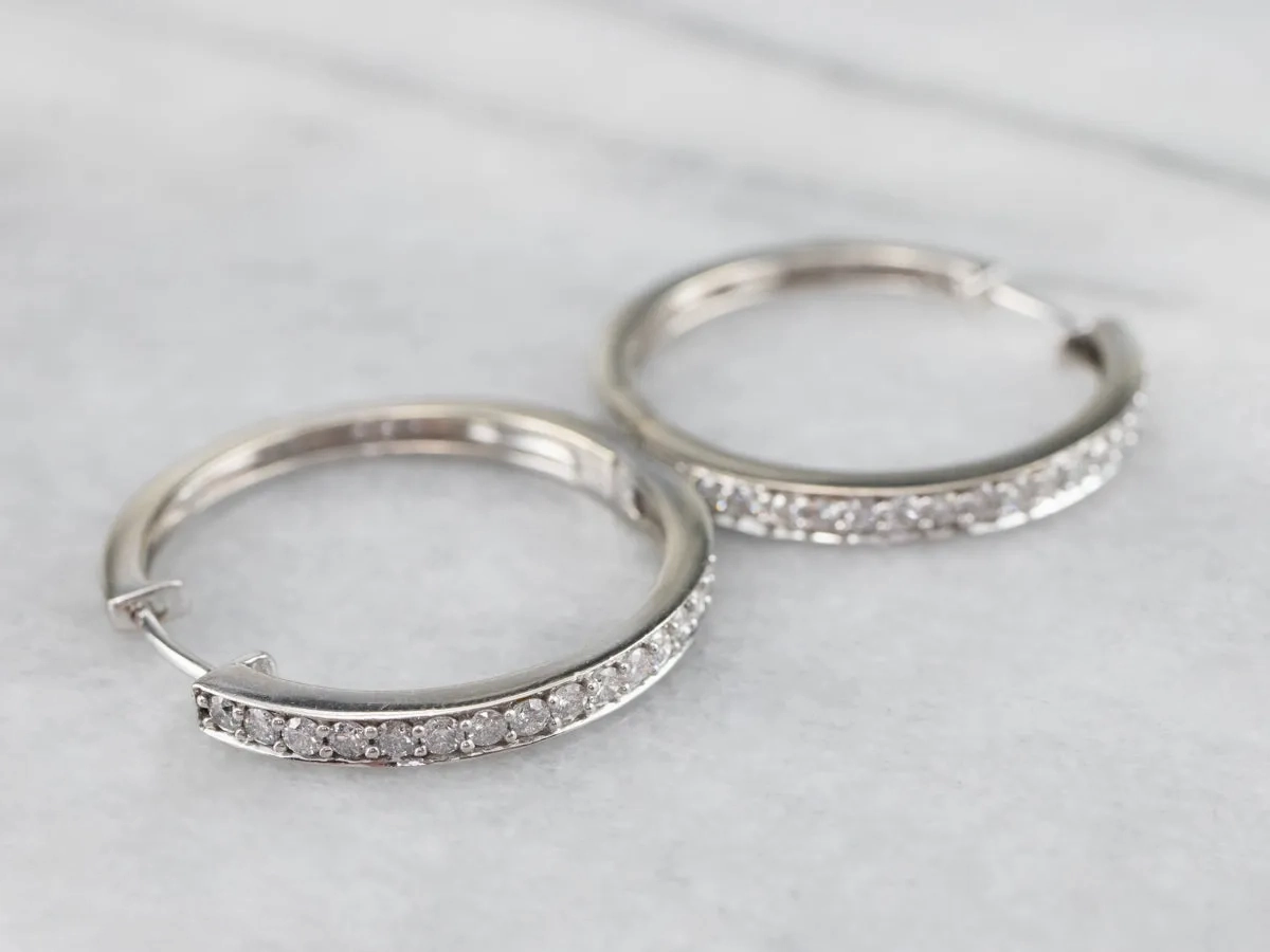 White Gold Diamond Hoop Earrings