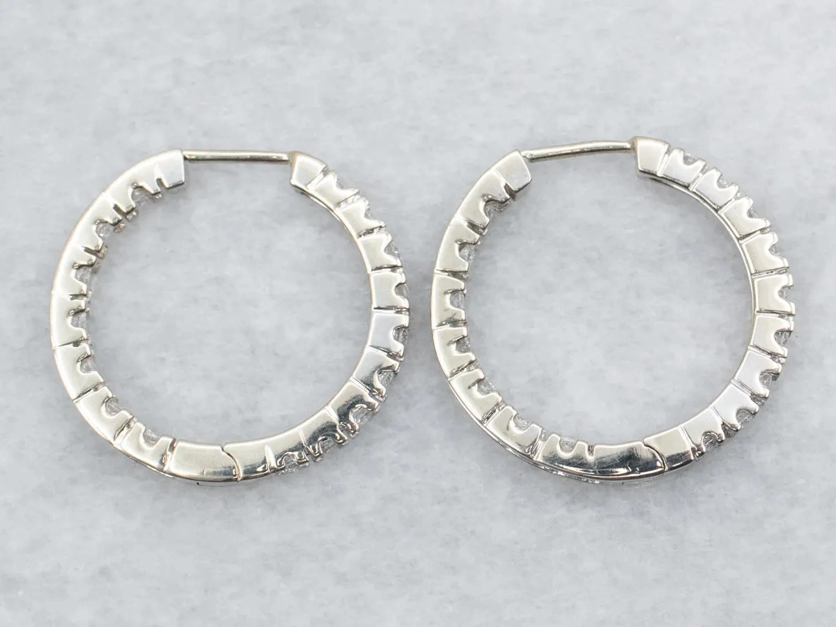 White Gold Diamond Hoop Earrings