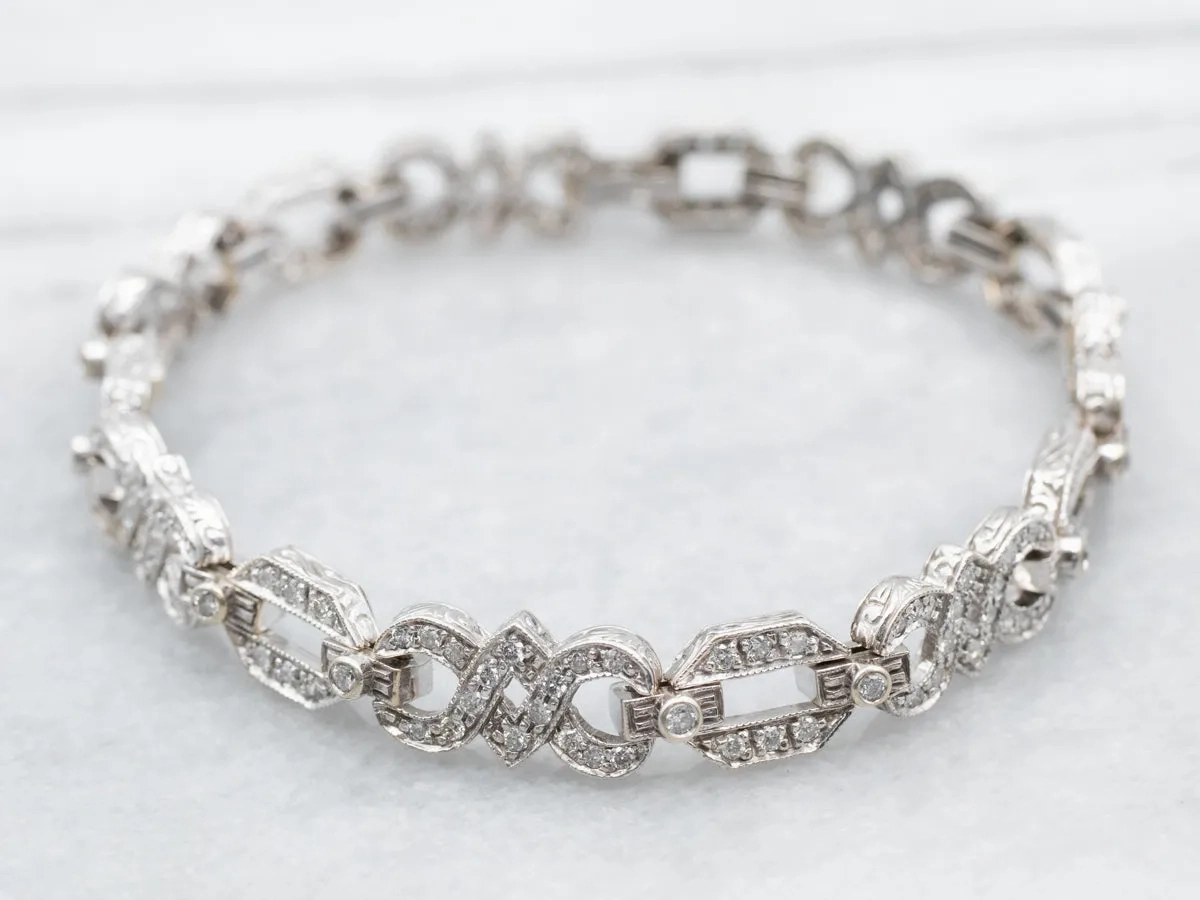 White Gold Diamond Infinity Link Bracelet