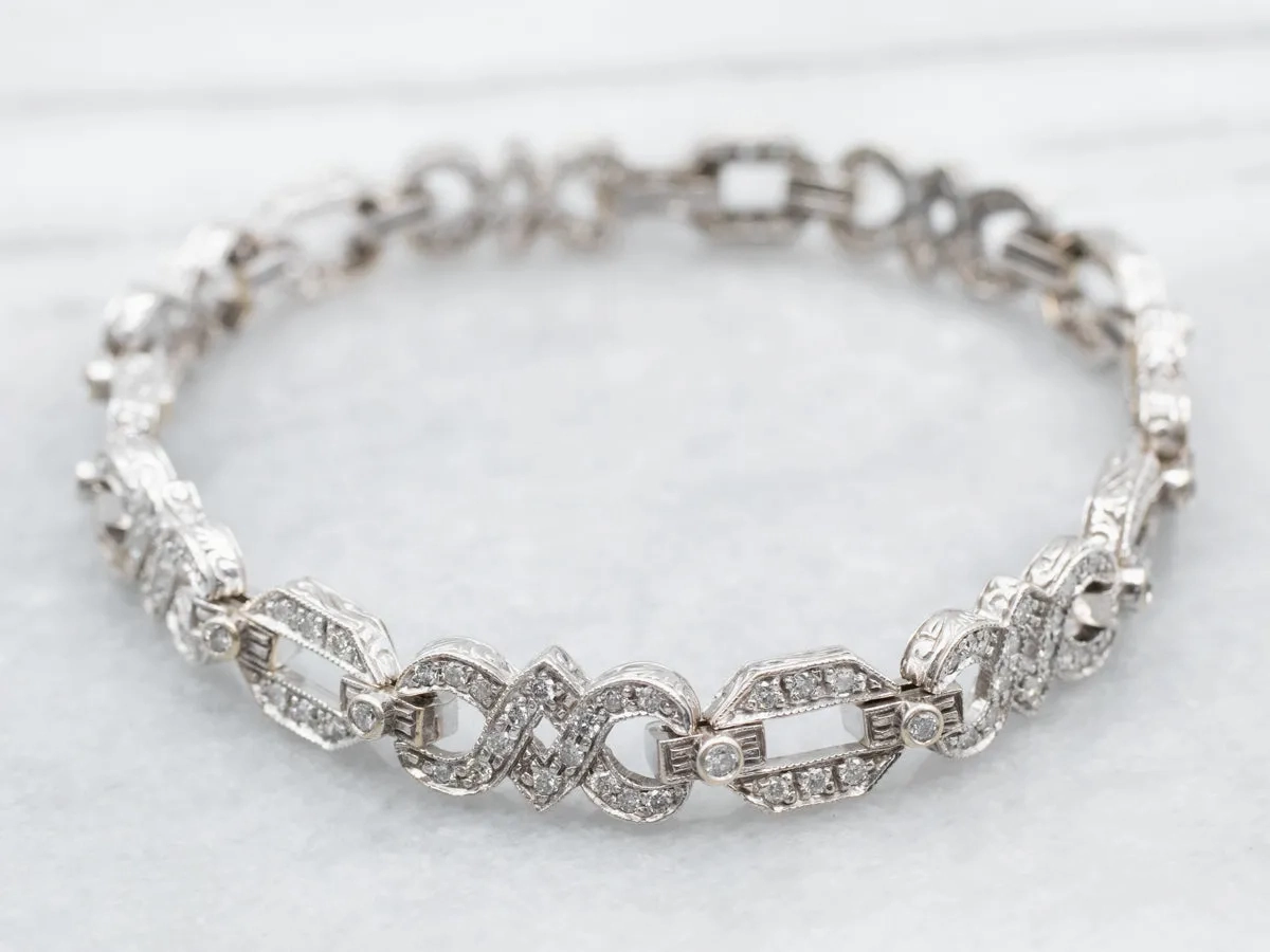 White Gold Diamond Infinity Link Bracelet