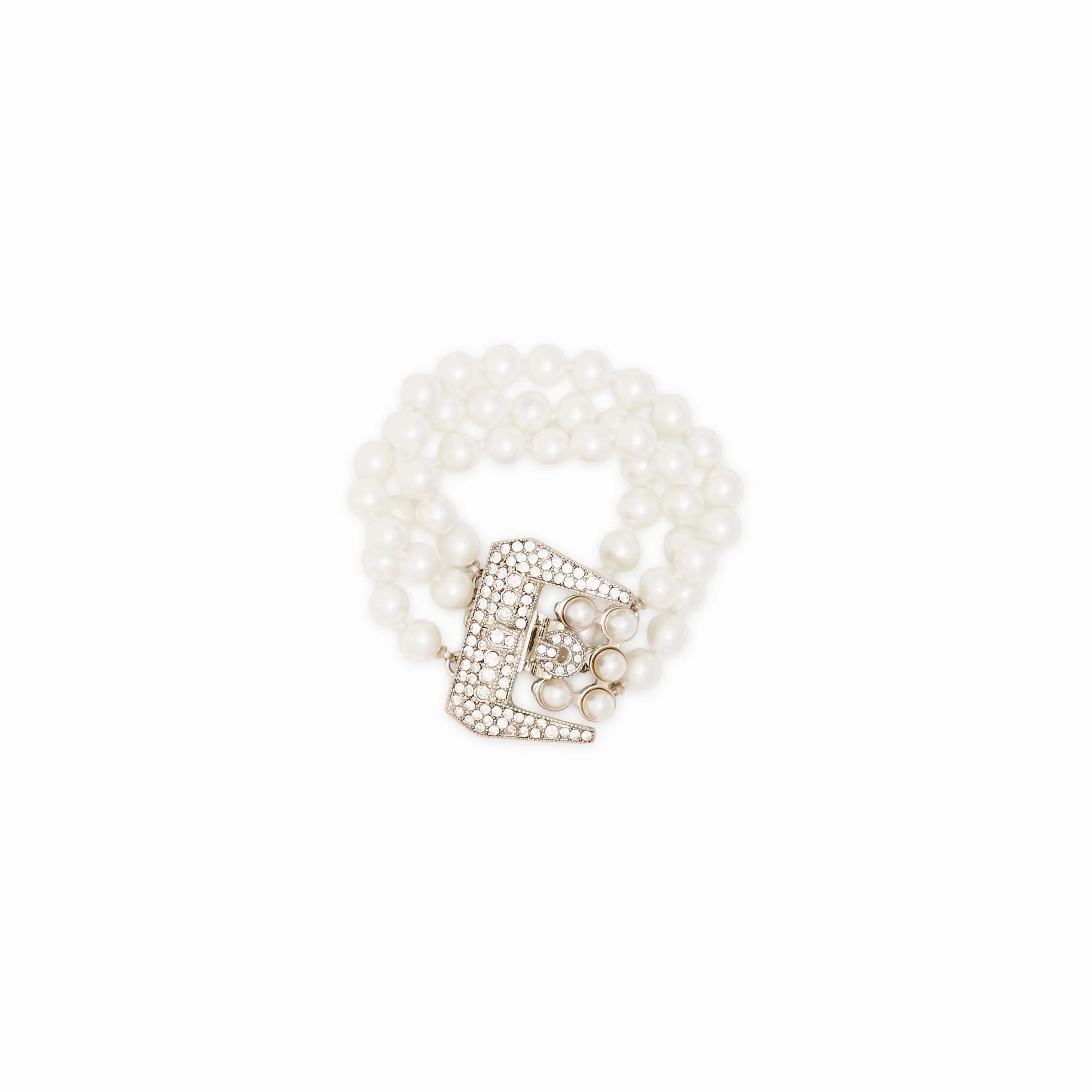 White Pearl &amp; Rhodium Bracelet