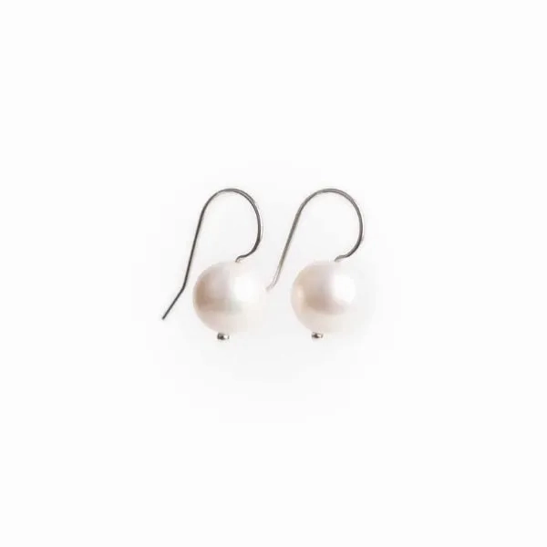 White Pearl on Fixed Sterling Silver Hook