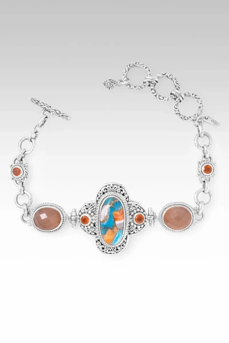 Wisdom in Surrender Bracelet? in Kingman Turquoise Spiny Oyster, Orange Moonstone &amp; Carnelian