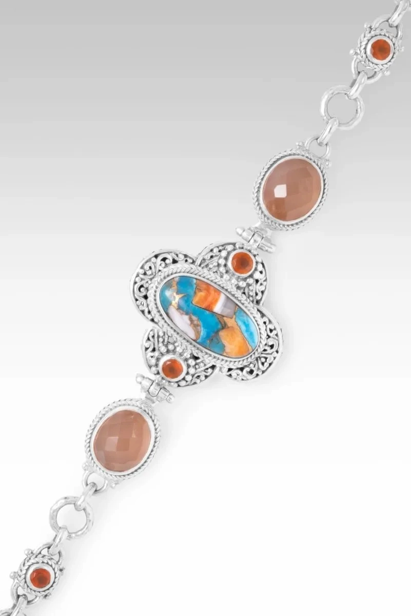 Wisdom in Surrender Bracelet? in Kingman Turquoise Spiny Oyster, Orange Moonstone &amp; Carnelian