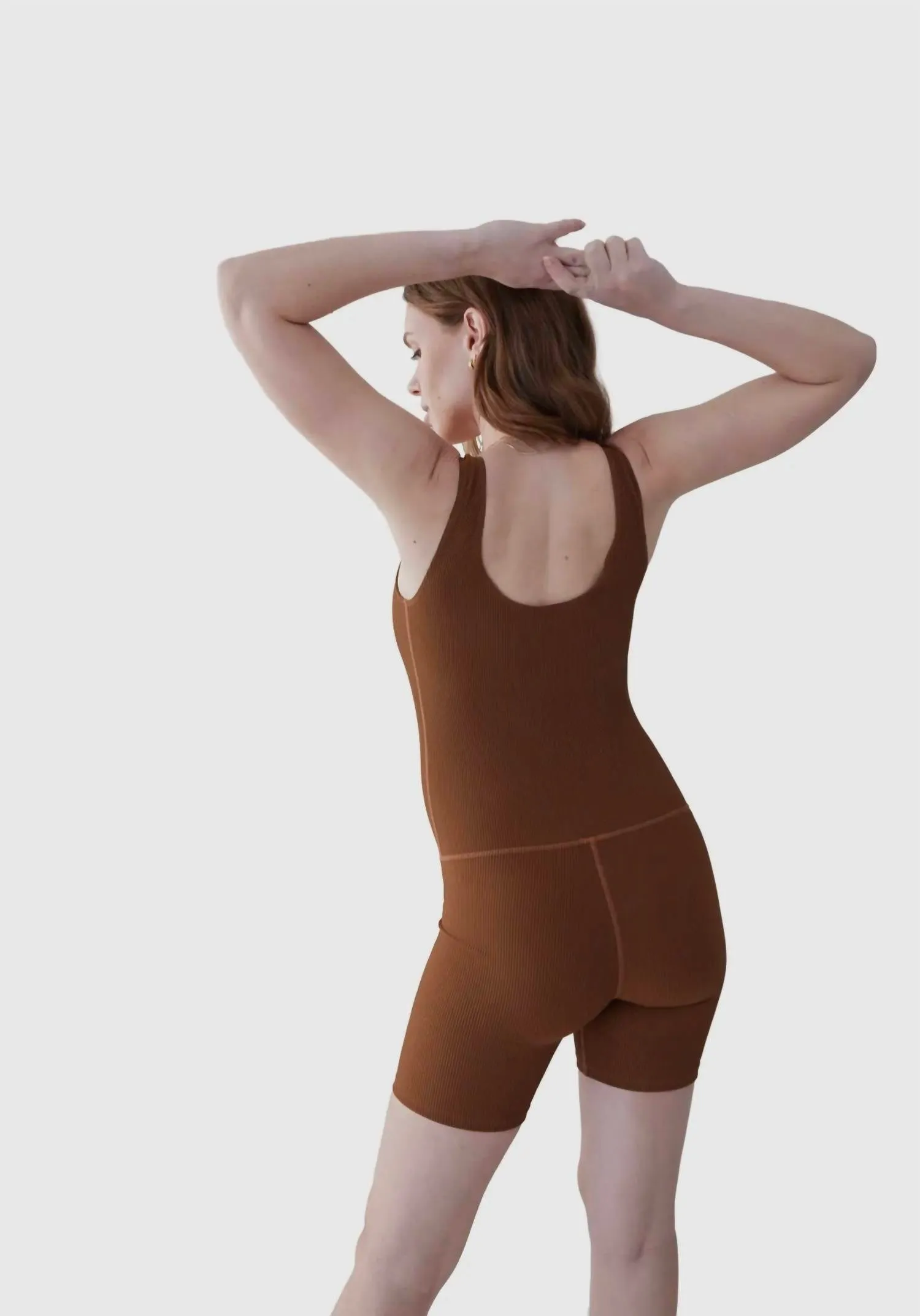 Damen-Maternity-Kurz-Bodysuit in Kastanienbraun