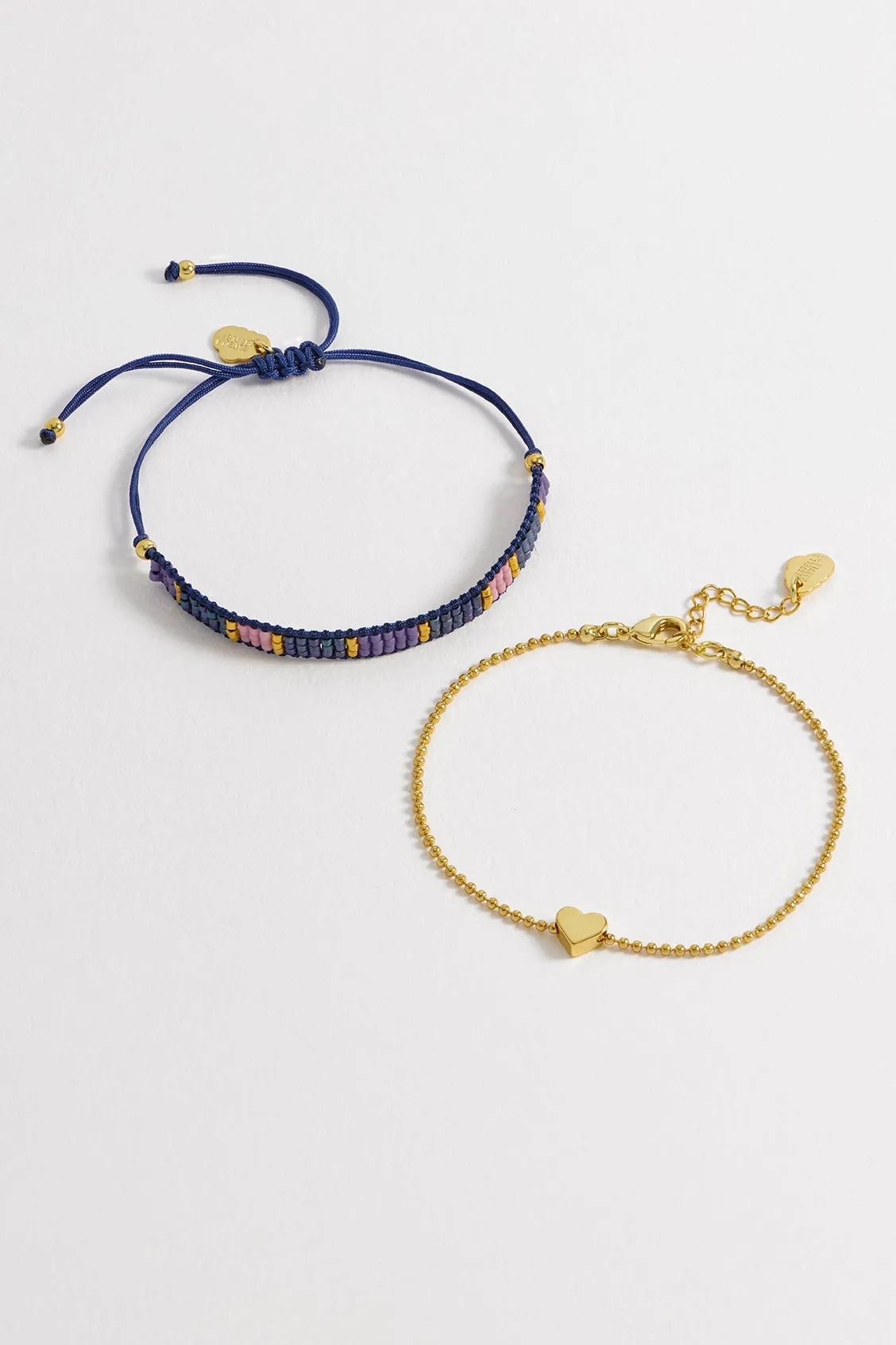Woven Duo Beaded Heart Charm Bracelets