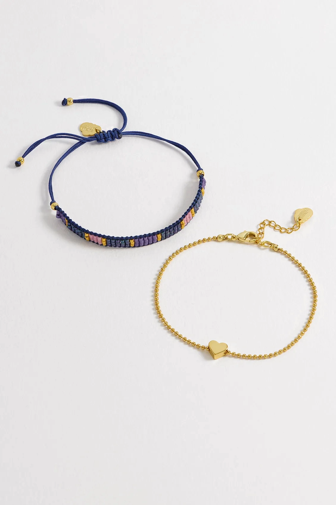 Woven Duo Beaded Heart Charm Bracelets