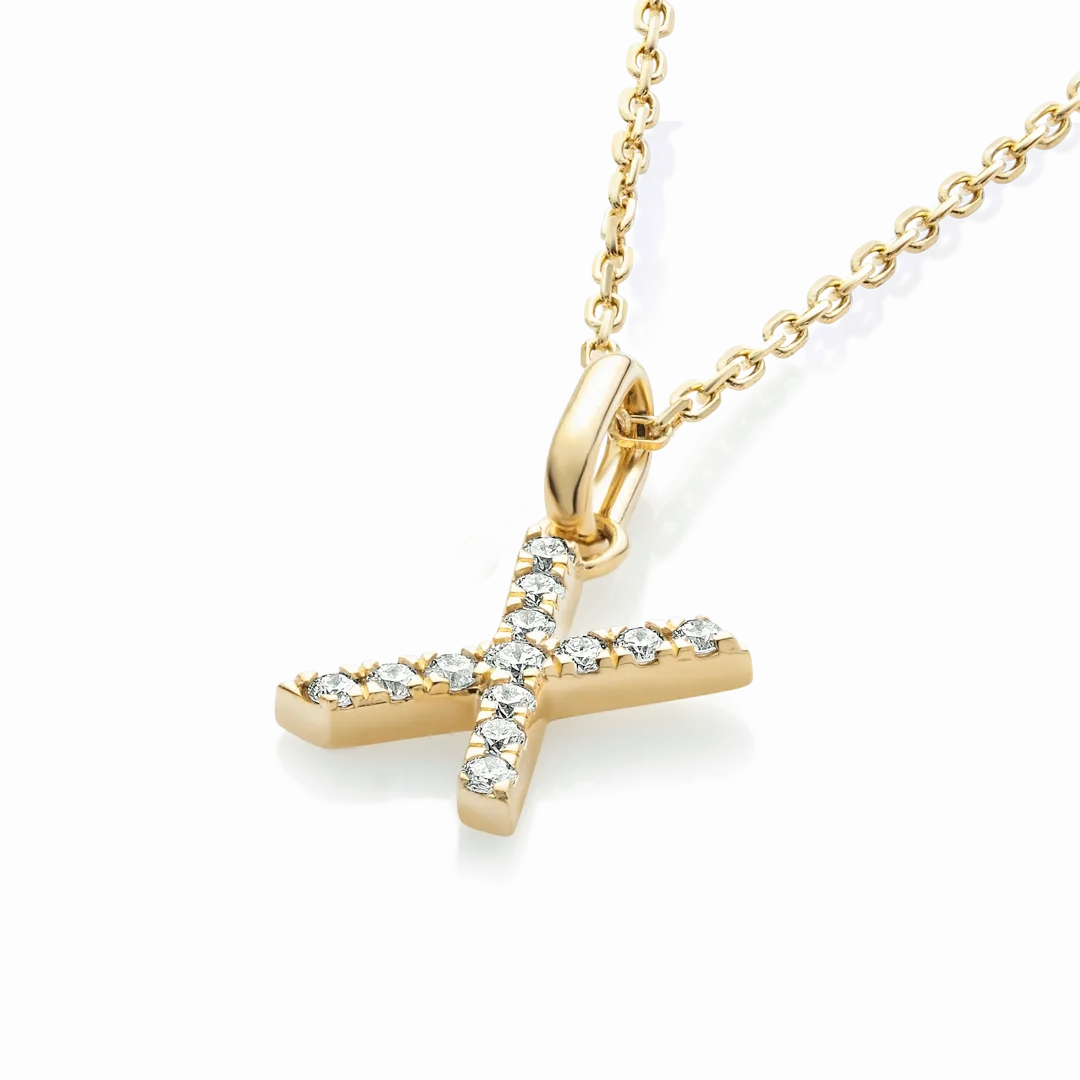 X Letter Pendant Yellow Gold