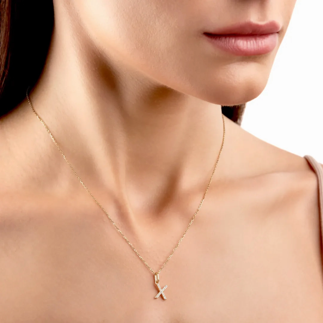 X Letter Pendant Yellow Gold