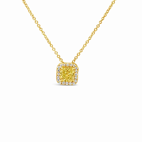 Yellow Diamond Pendant with Halo