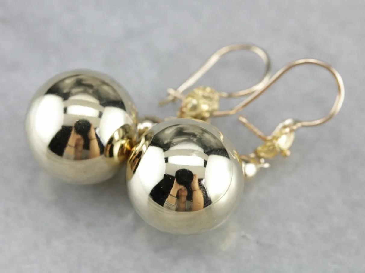Yellow Gold Ball Drop Earrings